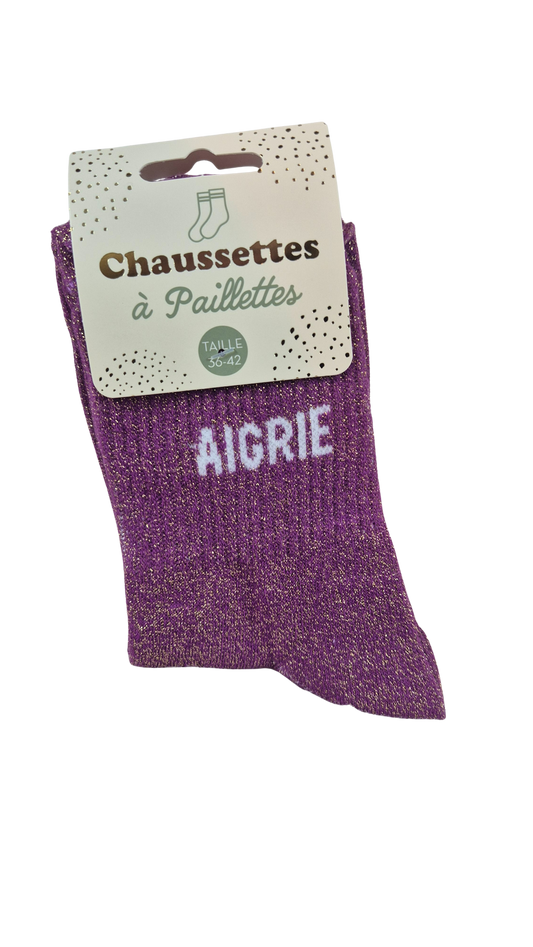 Chaussettes à paillettes "aigrie"