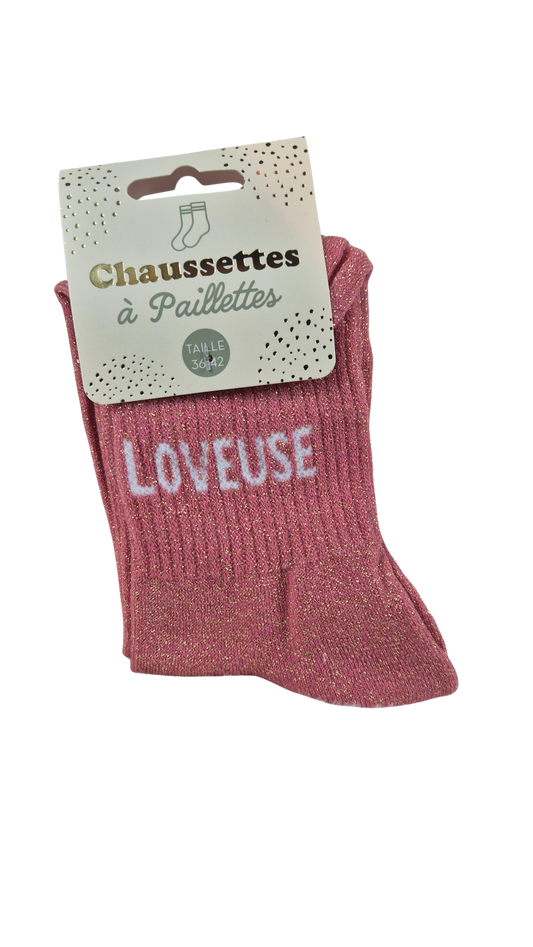 Chaussettes à paillettes "loveuse"