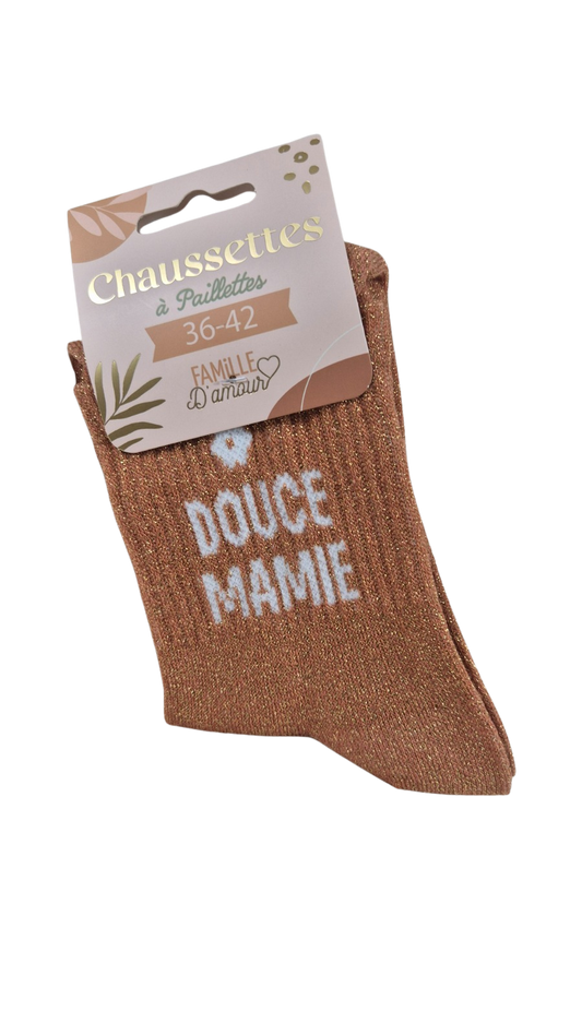 Chaussettes à paillettes "douce mamie"